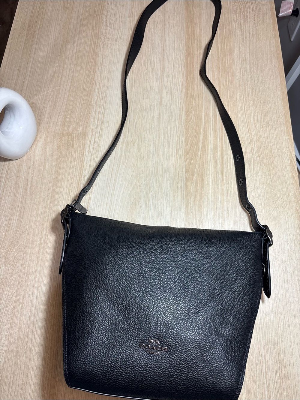Coach Black Pebbled Leather Crossbody Bag with Silver Logo - Picture 10 of 15